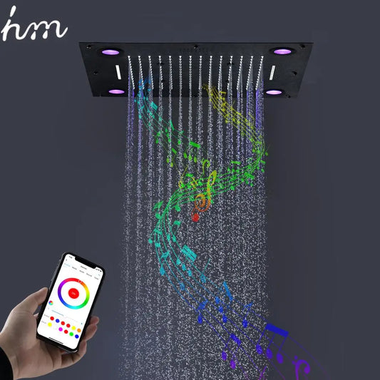 Bathroom Accessories Music Shower Head 24Inch Multi Function Led Showerhead Panel Ceiling Massage Waterfall Rain Faucets System