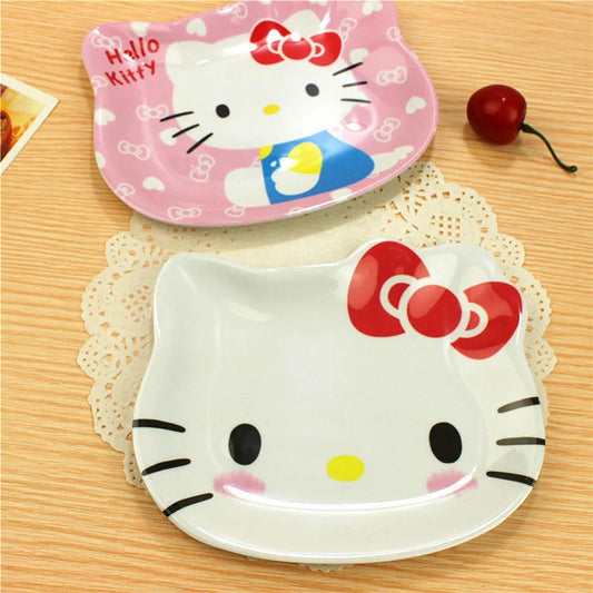 Hellos Kittys Ceramic Tableware Anime Children Dinner Plate Kawaii Saucer Tableware Cute Fruit Plates Snacks Tray Gifts