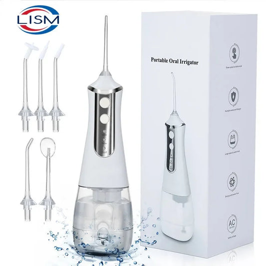 LISM Portable Oral Irrigator Water Flosser Dental Water Jet Tools Pick Cleaning Teeth 350ML 5 Nozzles Mouth Washing MachineFloss