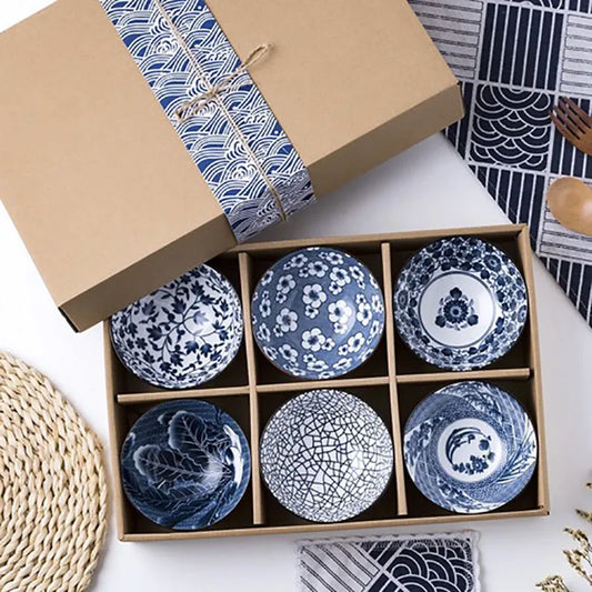 Ceramic Bowl, Household Chopsticks Set, Blue and White Porcelain Bowl, Creative Gift Box, Tradition
