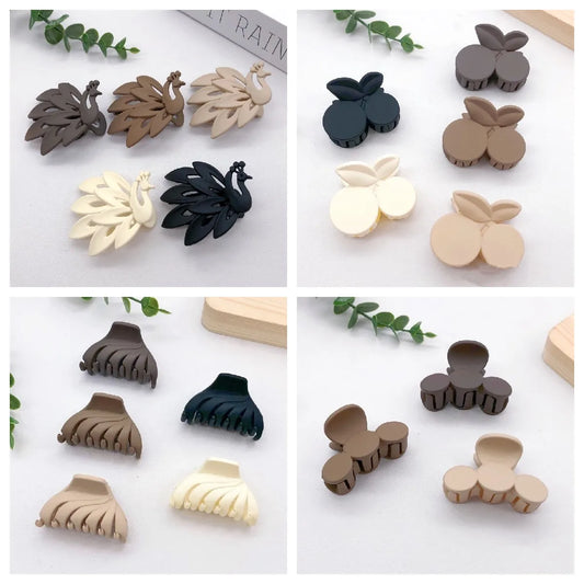 Hair Claw Barrettes for Women Girl Accessories Headwear Multi-style New Frosted Small Geometry Solid Color Clip Hairpin