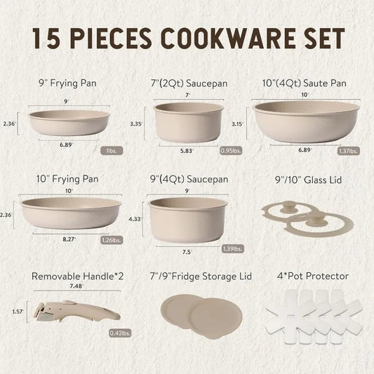 Pots and Pans Set, Nonstick Cookware Set Detachable Handle,  Non Stick with Removable Handle, RV Cookware Set, Oven Safe