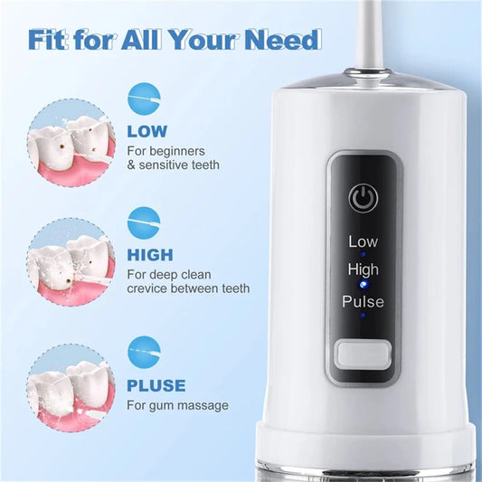 Mouth Washing Machine Xiaomi Youpin Electric Oral Irrigator Detachable Water Flosser Portable Dental Water Jet  Waterproof Teeth Cleaner 4pcs Nozzle
