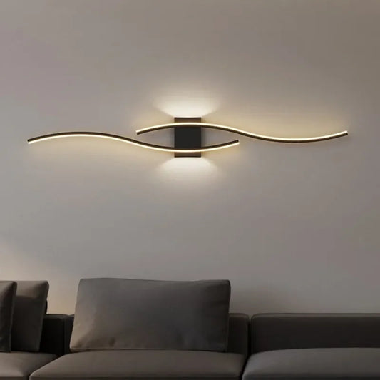 Minimalist Strip Wall Lamp LED Modern Black White Gold Background Decorative Light For Living Room Bedroom Home Lighting Fixture